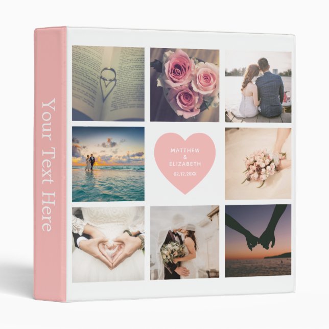 Create Your Own Custom Newlyweds Wedding Photo 3 Ring Binder (Front/Spine)