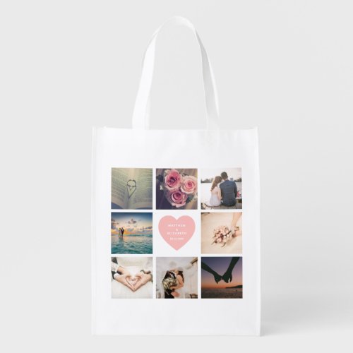 Create Your Own Custom Newlyweds Wedding Photo Grocery Bag