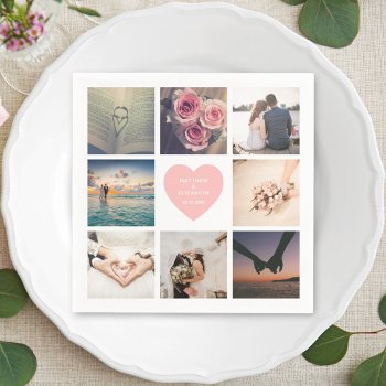 Create Your Own Custom Newlyweds Wedding Photo Napkins by littleteapotdesigns at Zazzle