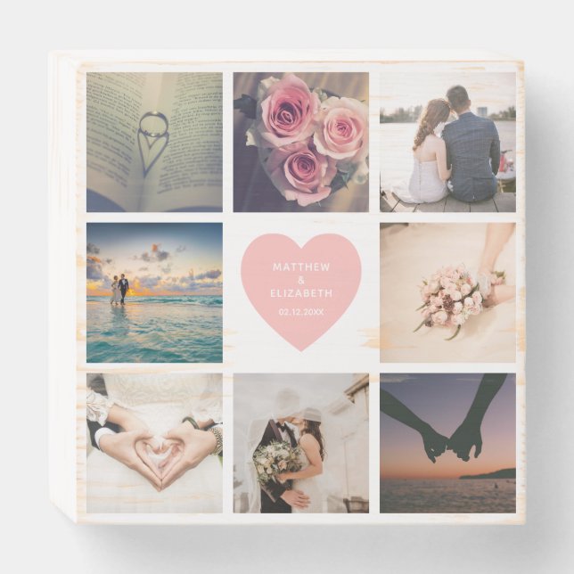 Create Your Own Custom Newlyweds Wedding Photo Wooden Box Sign (Front Horizontal)
