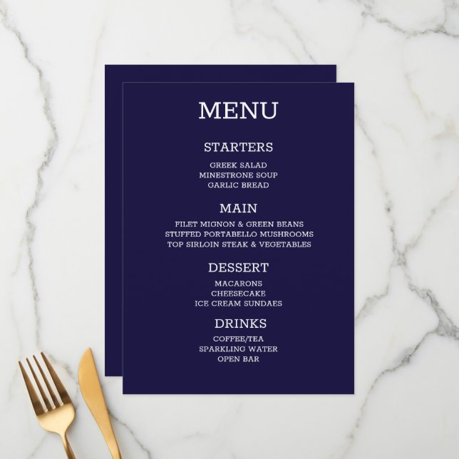 Create Your Own Custom Personalized Indigo Menu (Front/Back In Situ)