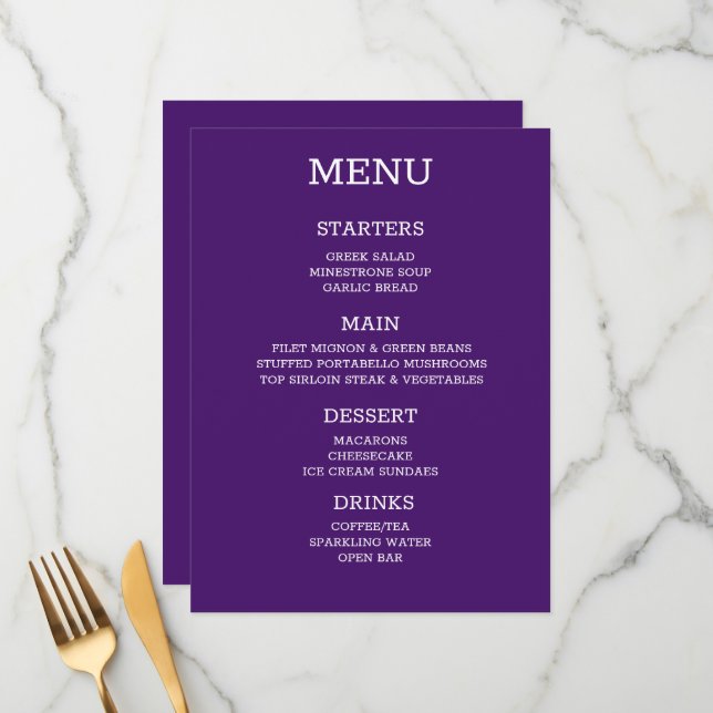 Create Your Own Custom Personalized Menu (Front/Back In Situ)