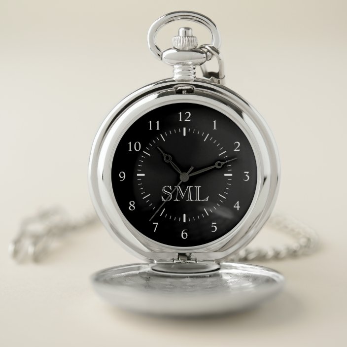 Personalized Silver Pocket Watch With Engraved Monogram