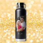 Create Your Own Custom Personalized Photo and Text Water Bottle<br><div class="desc">Create your own custom, personalized, elegant black handwriting calligraphy typography script font, classy black, spill-proof, stainless steel, condensation-resistant exterior, cool unique graffiti / torn photo effect matte black durable double-wall Thor Copper Vacuum Insulated Bottle that keeps beverages hot for 12 hours or cold for 48 hours. To customize, simply type...</div>