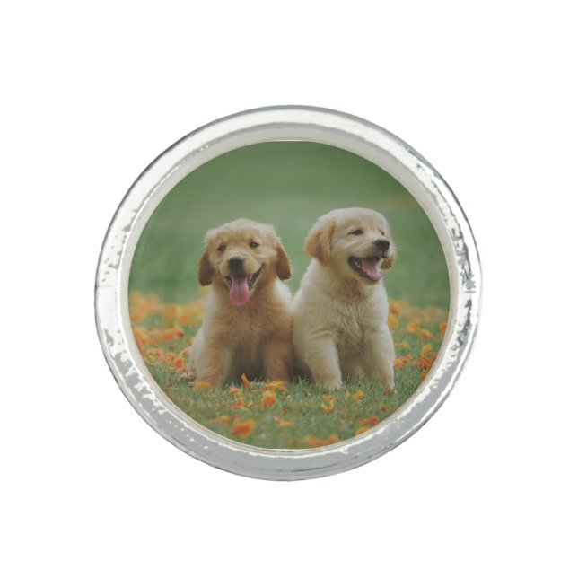 Create Your Own Custom Pet Dog Personalized Photo  Ring (Front)
