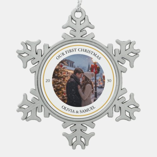 Create Your Own Custom Photo and Text Snowflake Pewter Christmas Ornament
