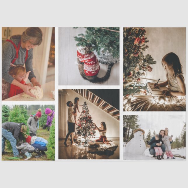 Create Your Own Custom Photo Christmas Collage  Tissue Paper (Front)