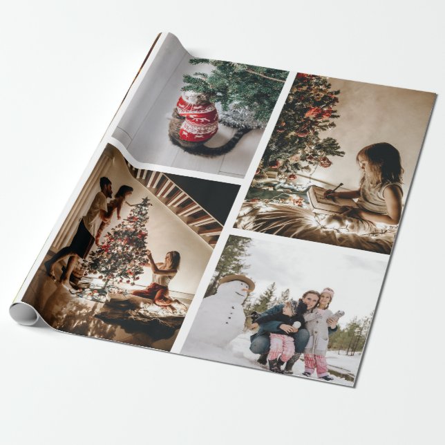 Create Your Own Custom Photo Christmas Collage  Wrapping Paper (Unrolled)