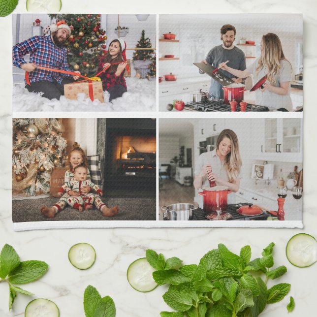 Create your own custom photo collage 8 photos kitchen towel (Folded)