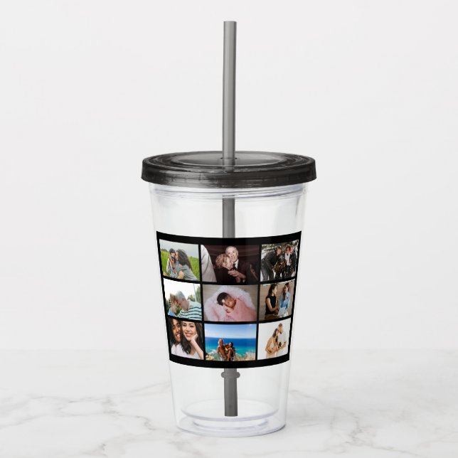 Create your own Custom photo collage 9 photos Acrylic Tumbler (Front)