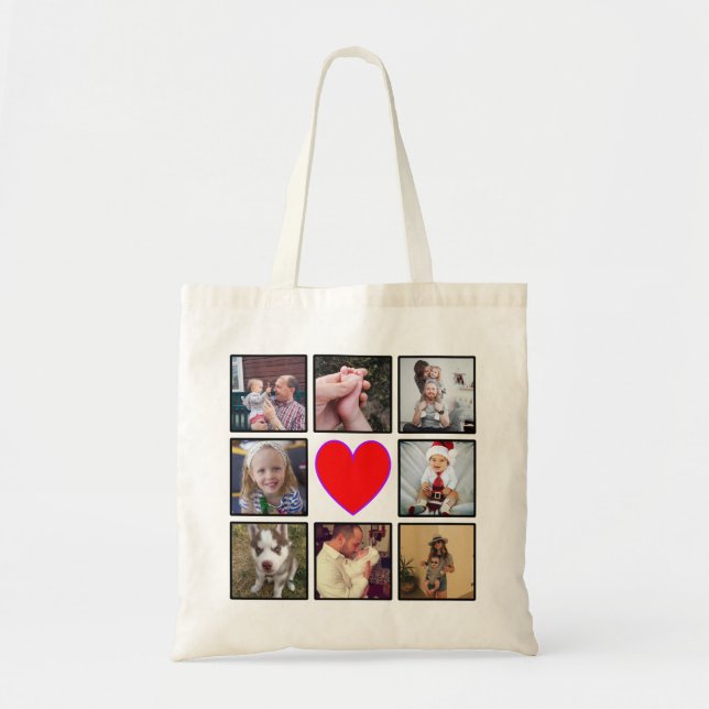 Create Your Own Custom Photo Collage Tote Bag (Front)