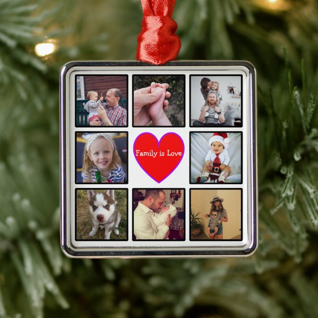 Create Your Own Custom Photo Collage With Text Metal Ornament (Tree)
