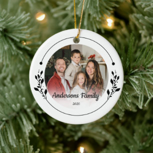 Create Your Own Custom Photo Family Name Year Ceramic Ornament