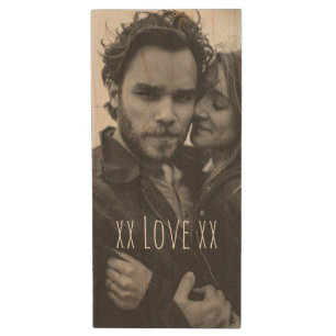 Create Your Own Custom Photo Love Text Wood Flash Drive