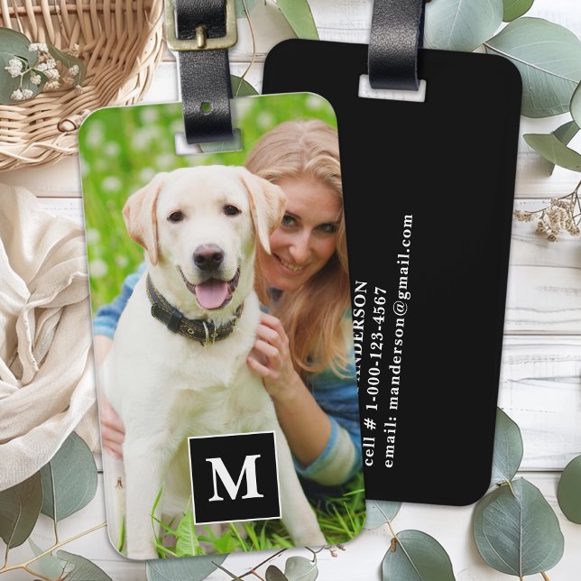 Create Your Own Custom Photo Modern Monogram Luggage Tag (Creator Uploaded)