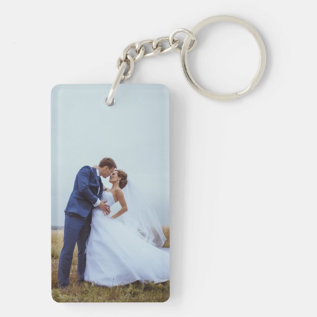 Create Your Own Custom Photo Modern Picture Keychain (Back)