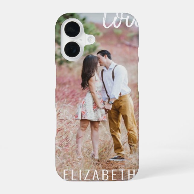 Create Your Own Custom Photo Modern Script LOVE Iphone Case (Back)