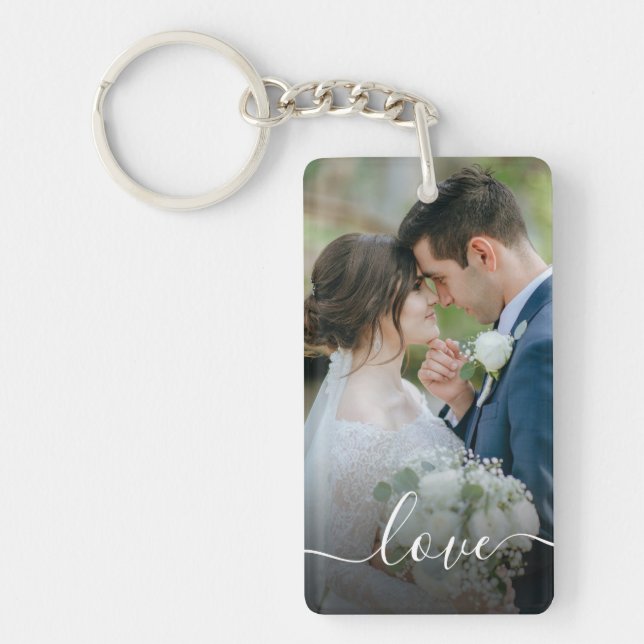 Create Your Own Custom Photo Newlywed Wedding Keychain (Front)