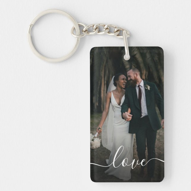 Create Your Own Custom Photo Newlywed Wedding Keychain (Front)