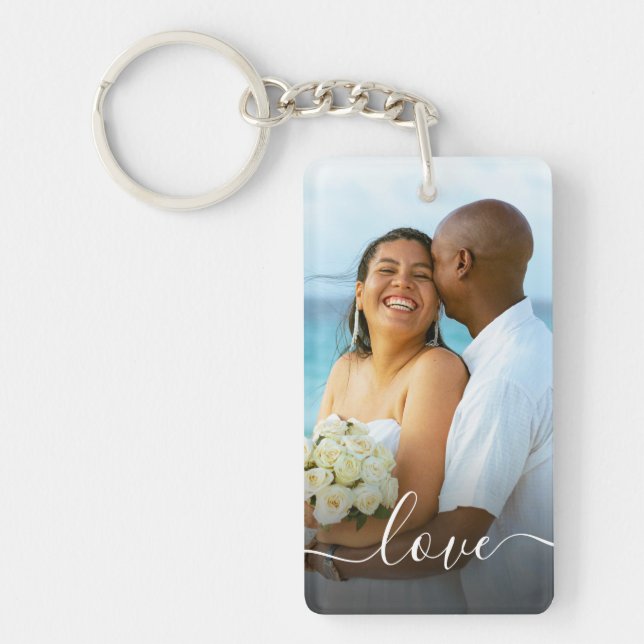 Create Your Own Custom Photo Newlywed Wedding Keychain (Front)