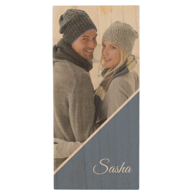 Create Your Own Custom Photo Personalized Name Wood Flash Drive (Front Vertical)