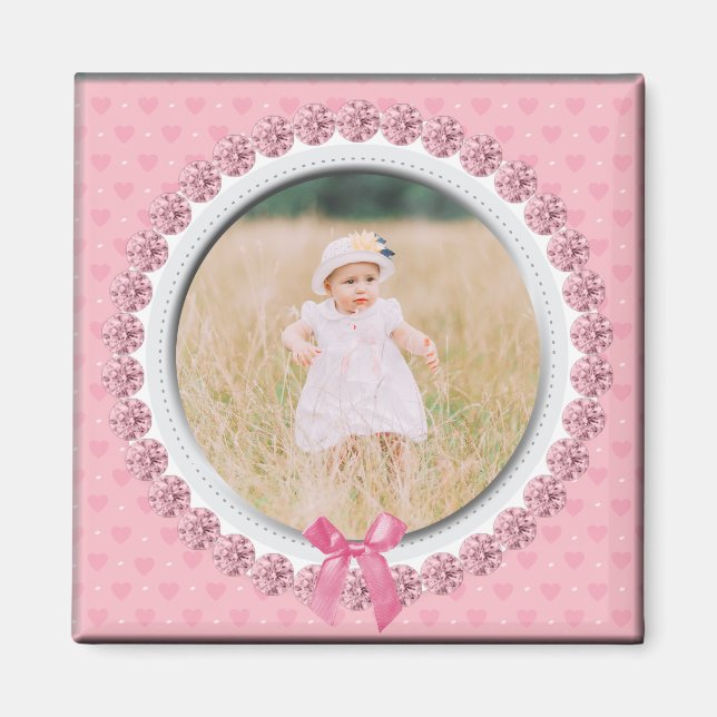 Create Your Own Custom Photo Personalized Pink Magnet (Front)