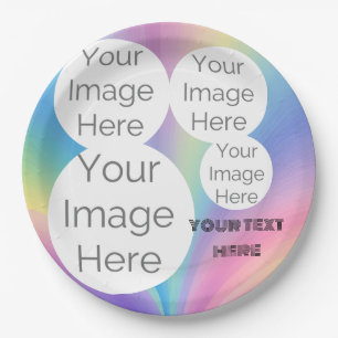 create your own custom photo text pastel rainbow paper plates