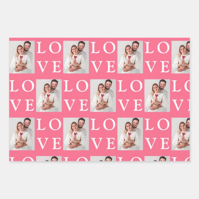 Create your own custom photo Valentines Day Gift Wrapping Paper Sheets (Front)