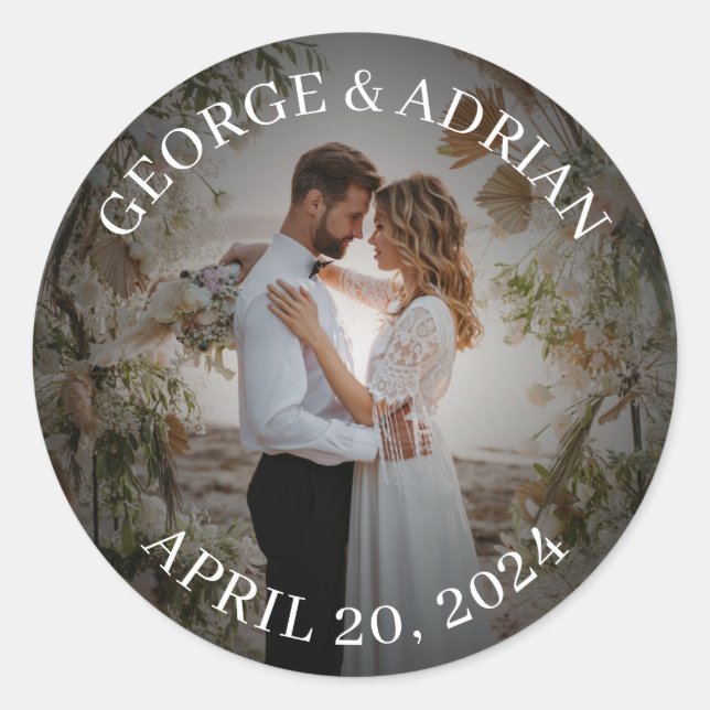 Create your Own Custom Photo Wedding Favor Classic Round Sticker (Front)
