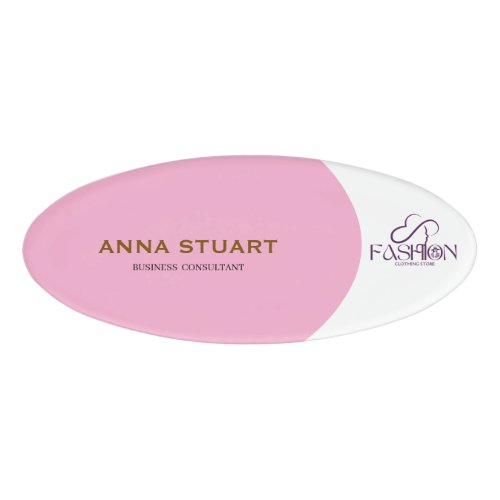 Create Your Own Custom Pink Business Logo Name Tag