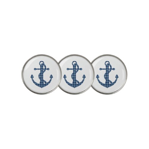 Create your own custom  Plaid tartan blue anchor Golf Ball Marker
