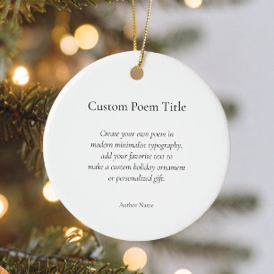 Create Your Own Custom Poem Ceramic Ornament
