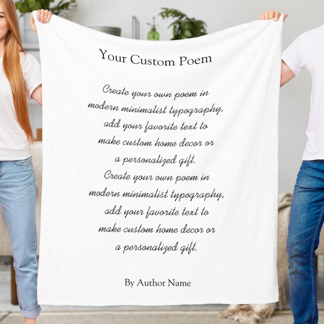 Create Your Own Custom Poem Fleece Blanket (Creator Uploaded)