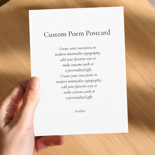 Create Your Own Custom Poem Postcard | Zazzle