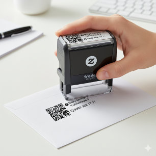 Create Your Own Custom QR Code Office Address Self-inking Stamp