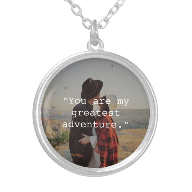 Create Your Own Custom Quote Photo Silver Plated Necklace (Front)