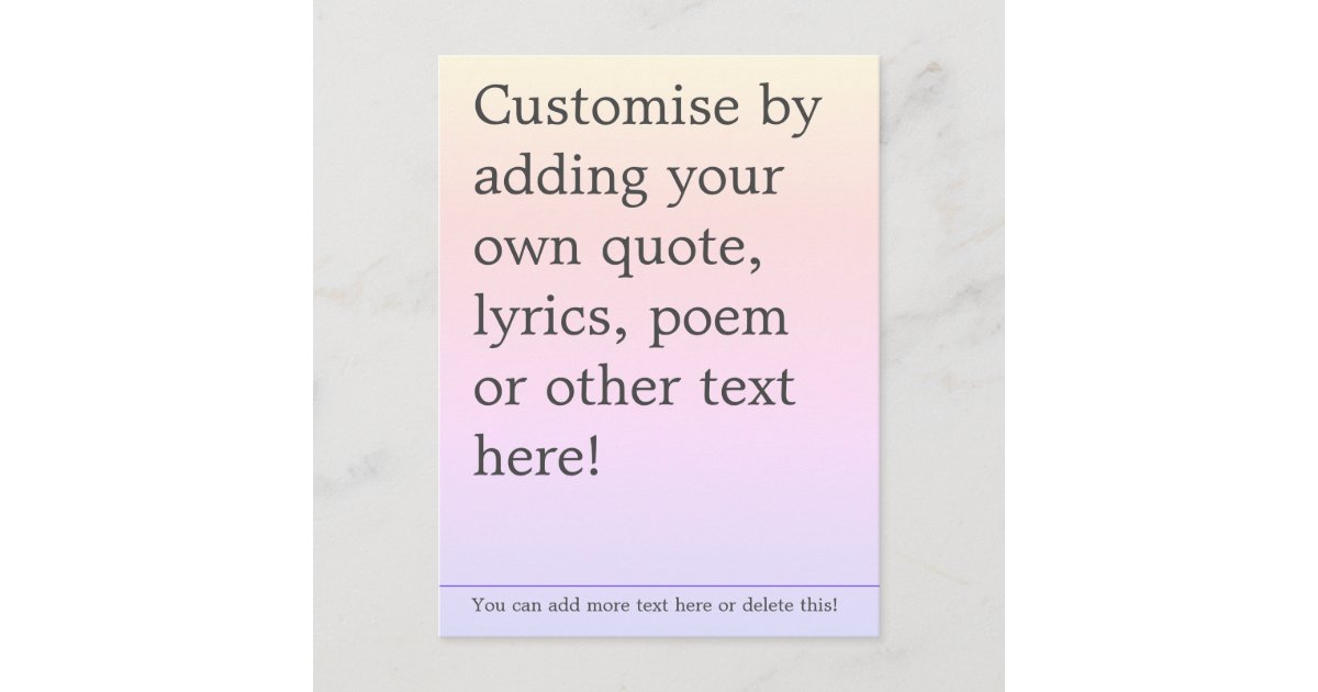 Create Your Own Custom Quote Poster - Book Page Postcard | Zazzle