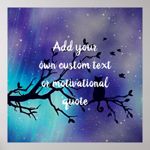 Create Your Own Custom Quote _ Starry Sky  Cat Poster