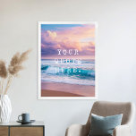 Create Your Own Custom Quote Sunset Ocean Poster<br><div class="desc">Create your own custom quote poster wall art. Features sunset ocean landscape and minimalist distressed typewriter typography that you can personalize with your favorite motivational saying,  song lyric or custom text</div>