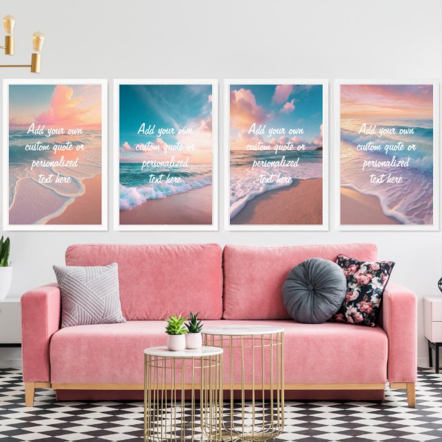 Create Your Own Custom Quote Sunset Ocean Wall Art Sets (Livingroom)