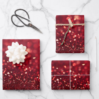 Create Your Own Custom Red Glitter Wrapping Paper Sheets