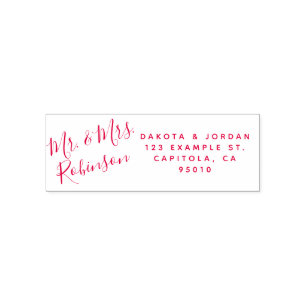 Create Your Own Custom Red Wedding Return Address Self-inking Stamp