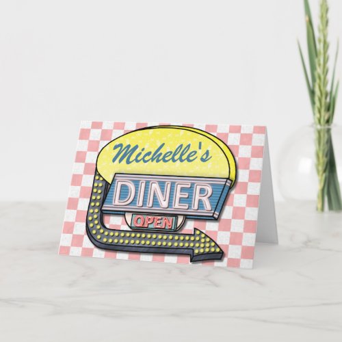 Create Your Own Custom Retro 50s Diner Sign 2 Card