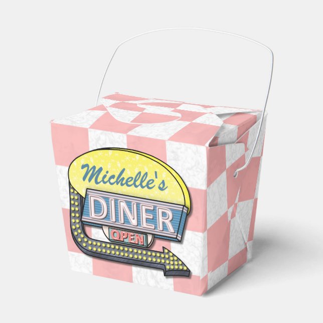 Create Your Own Custom Retro 50's Diner Sign 2 Favor Boxes (Front Side)