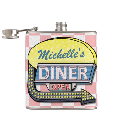 Create Your Own Custom Retro 50s Diner Sign 2 Flask