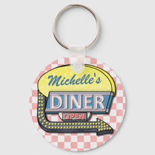 Create Your Own Custom Retro 50's Diner Sign 2 Keychain