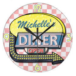 Create Your Own Custom Retro 50's Diner Sign 2 Large Clock