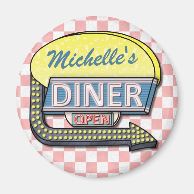 Create Your Own Custom Retro 50's Diner Sign 2 Magnet (Front)