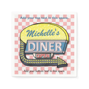Create Your Own Custom Retro 50's Diner Sign 2 Paper Napkins