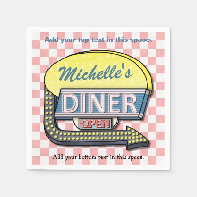 Create Your Own Custom Retro 50's Diner Sign 2 Paper Napkins (Front)
